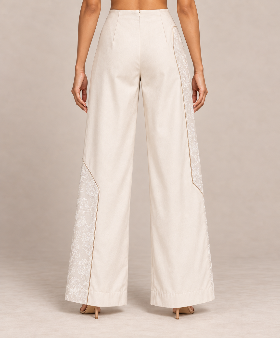 Panelled Denim Trousers - White