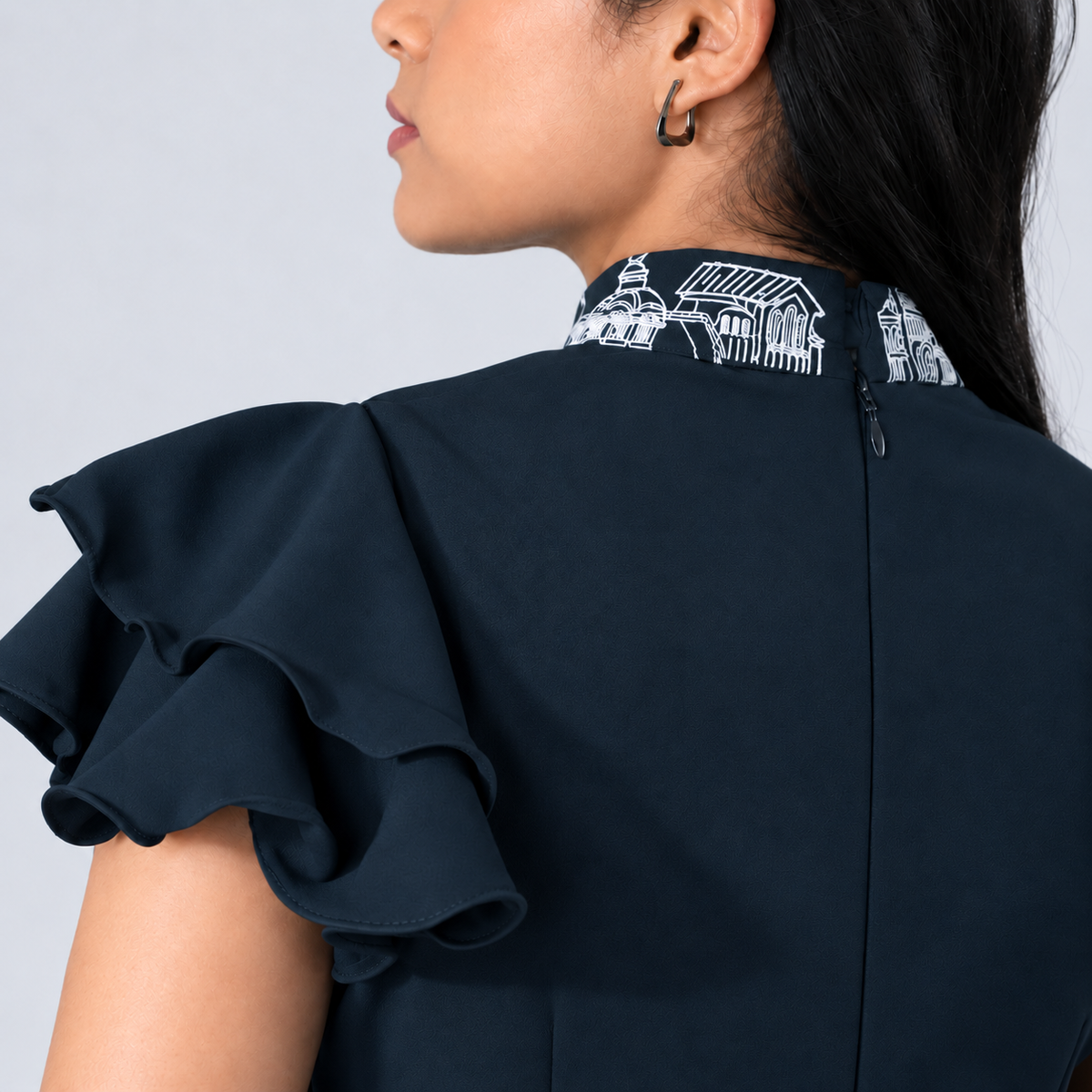Ruffled Sleeve Bodysuit – Fantasticate - Poseidon Navy