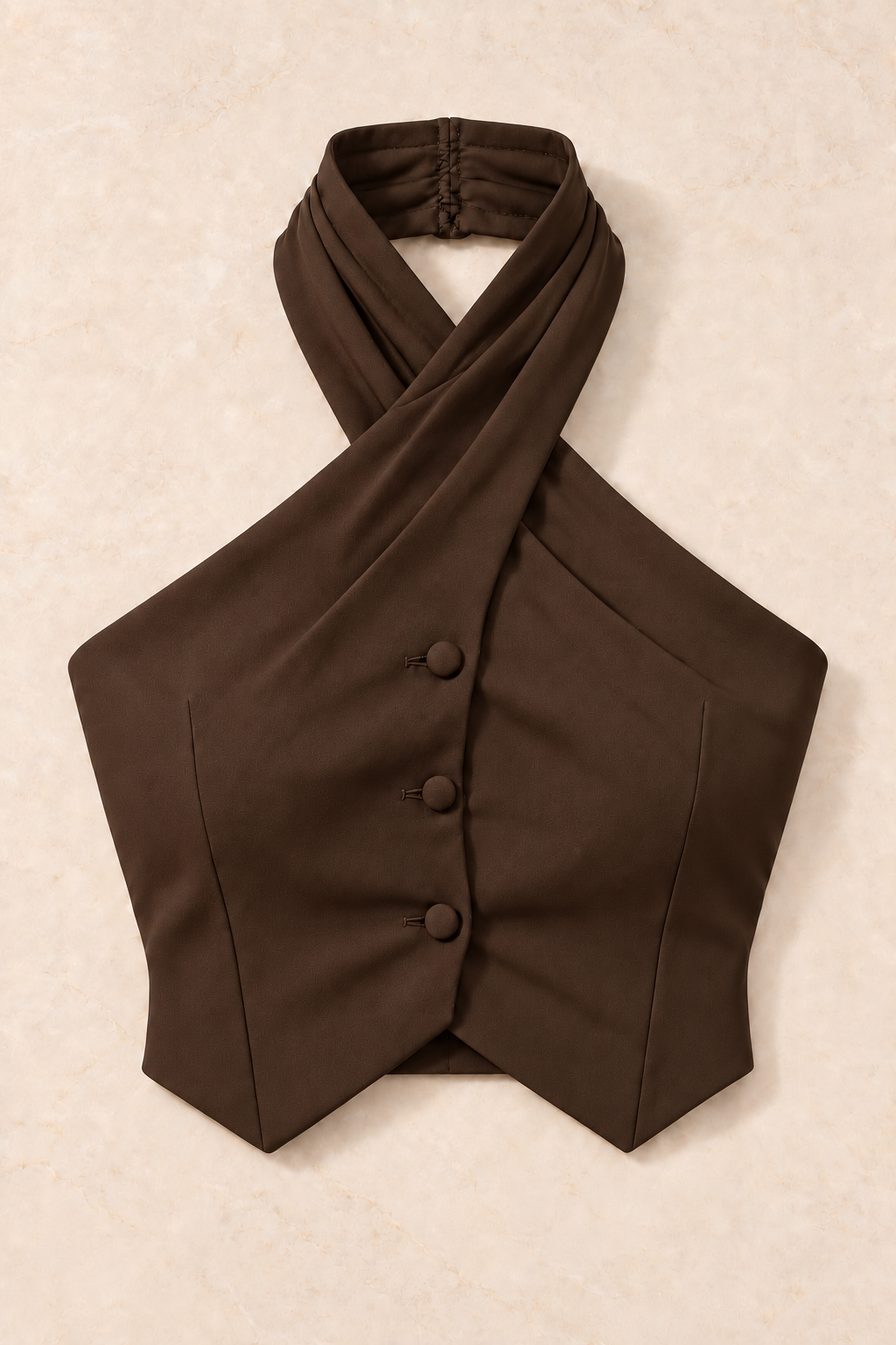 Draped Halter Neck Vest – Regal - Brown