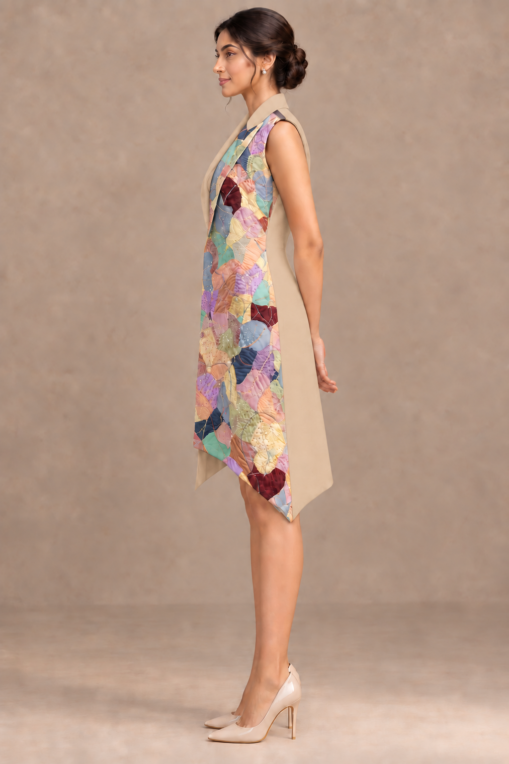 Asymmetric Wrap Blazer Dress – Artline - Beige