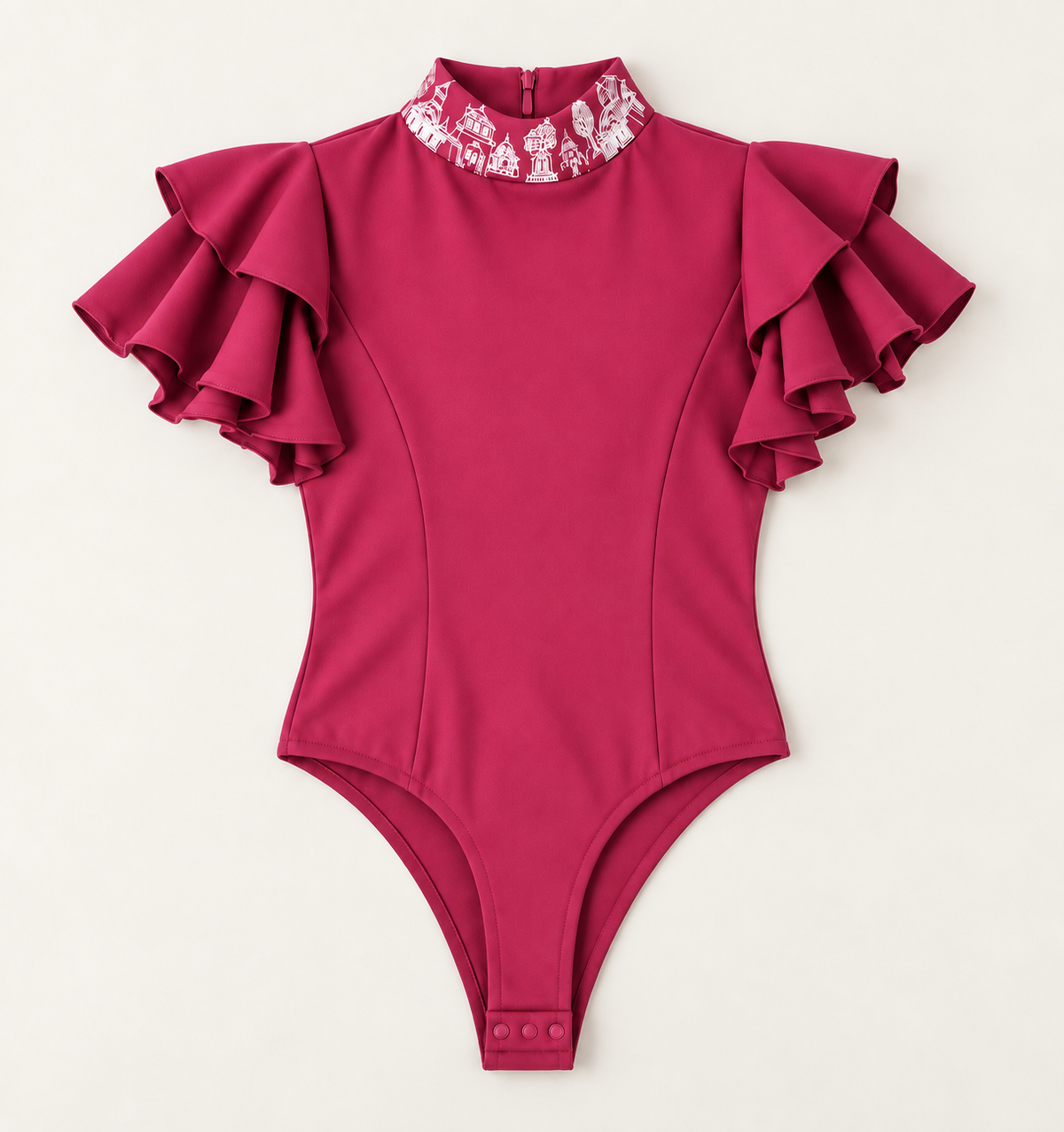Ruffled Sleeve Bodysuit – Fantasticate - Burst Berry