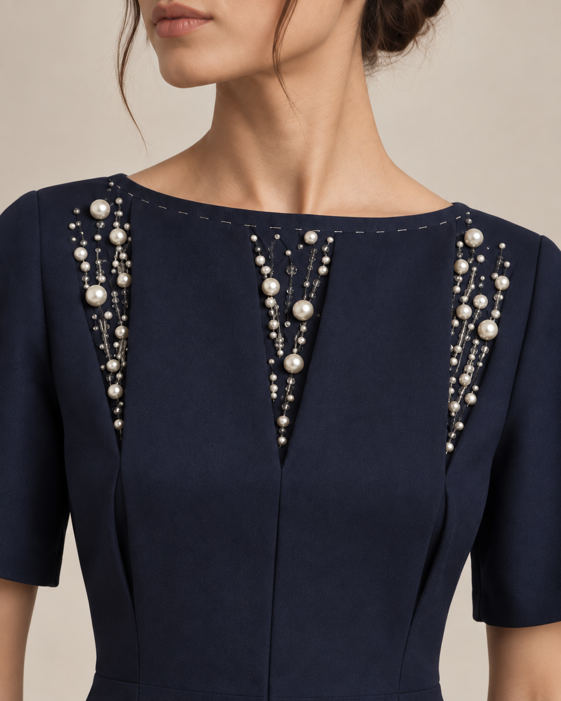 Cape Sleeve Cutwork Dress – Muse - Blue