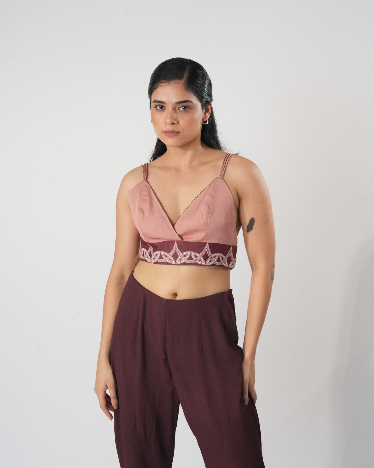 Criss Cross Back Bustier Blouse – Trinova - Blush Merlot