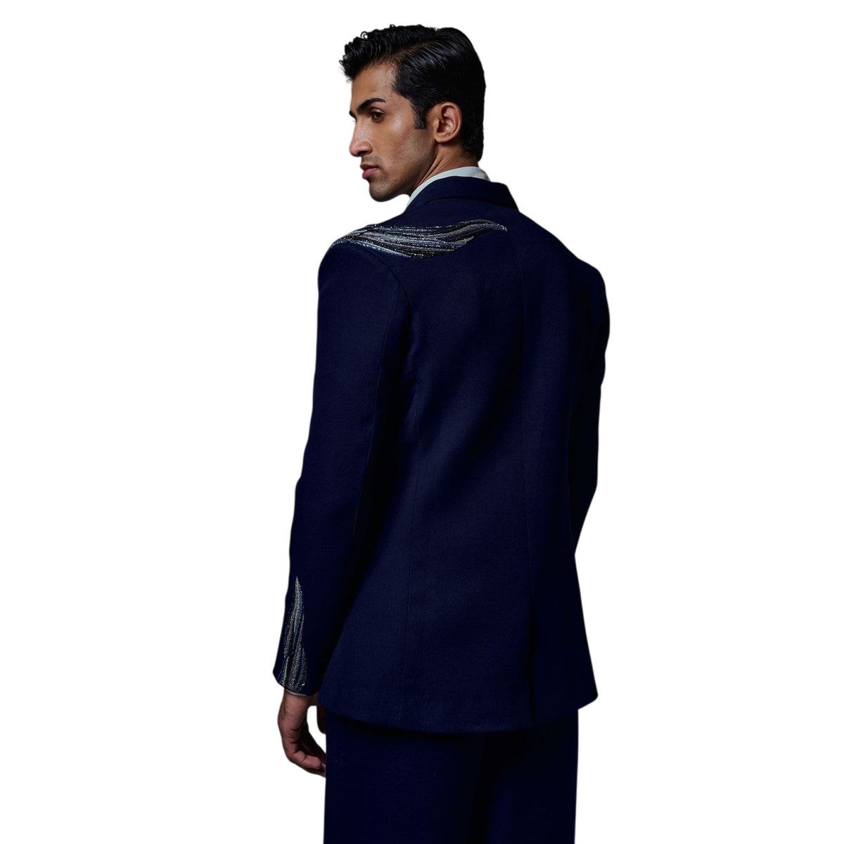 Men's Beaded Tuxedo Blazer – Eclipse - Blue