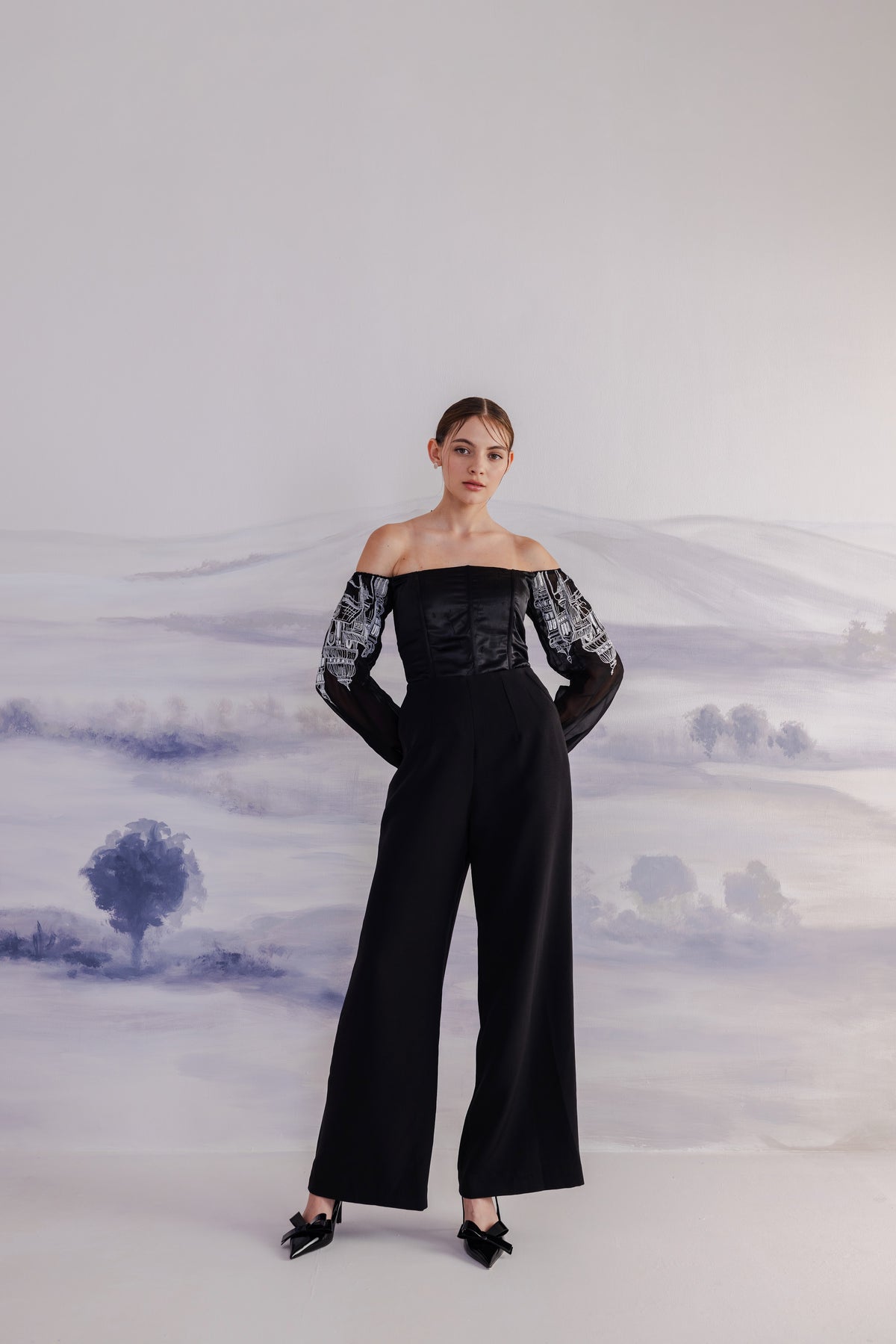 Off-Shoulder Sleeve Corset – Athenique - Black