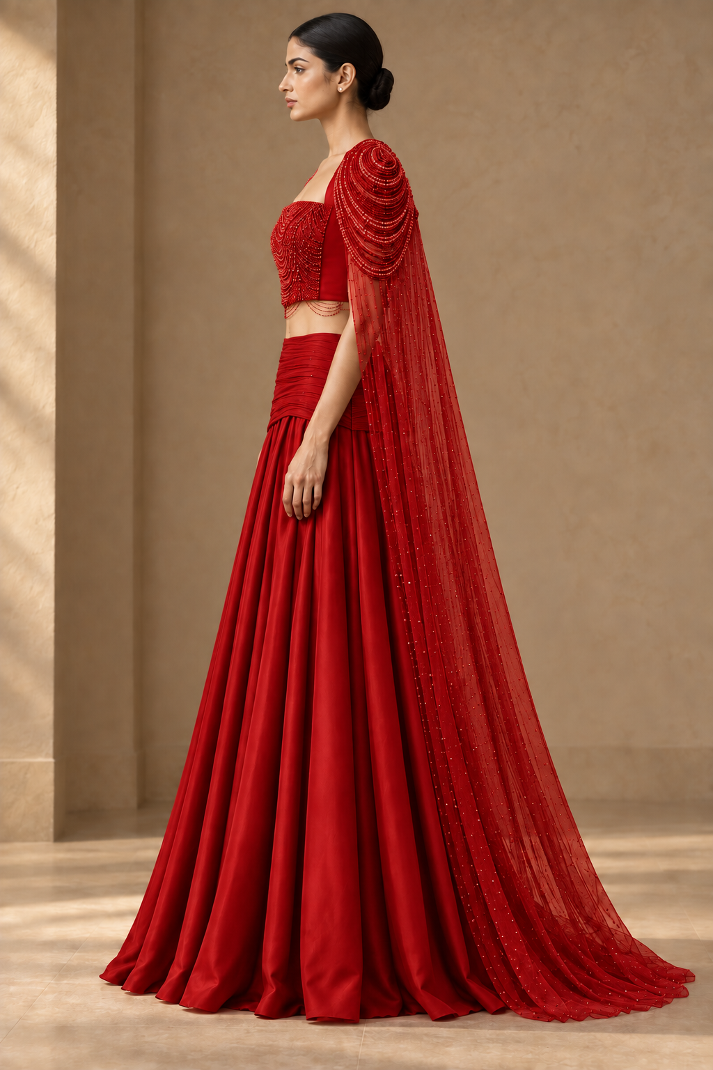 Ankh Draped Palazzo Set (3-piece) - Red