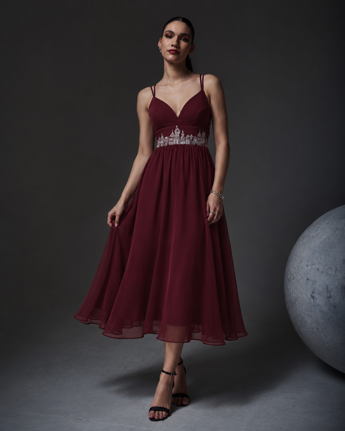 Sweetheart A-Line Organza Dress – Skyline - Wine
