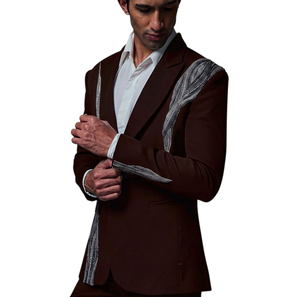 Men's Beaded Tuxedo Blazer – Eclipse - Wine