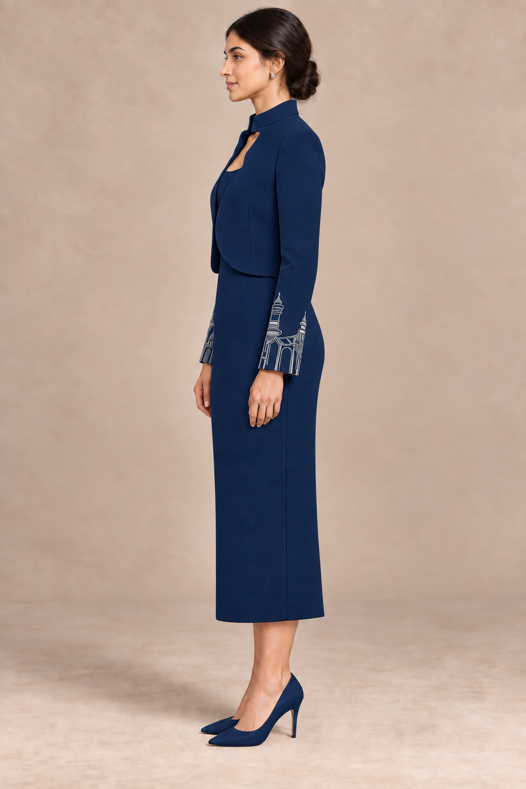 Cuff Embroidered Crop Jacket – Vault - Navy Blue