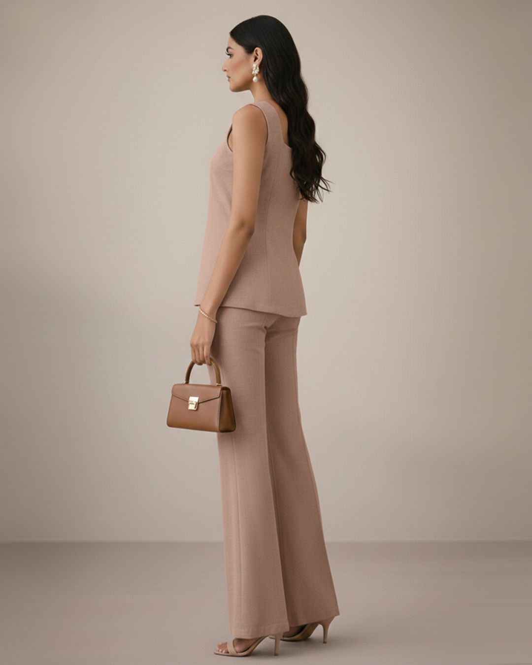 Square Neck Tailored Vest – Café - Mocha