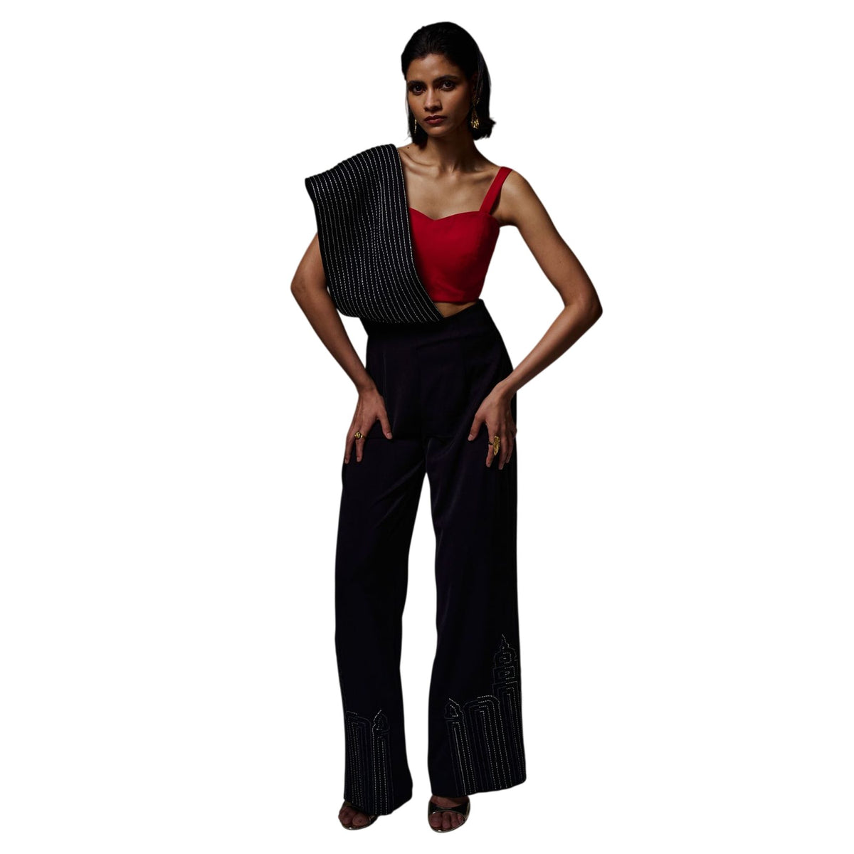 One-Shoulder Draped Jumpsuit – Strata - Black
