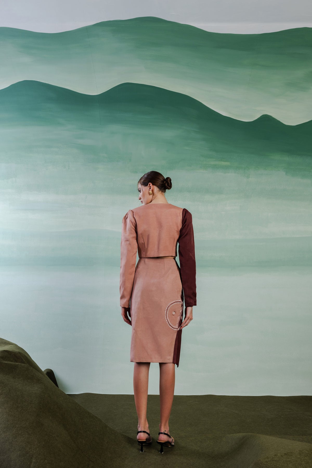 Panelled Slit Skirt – Aurelia - Pinkish Brown