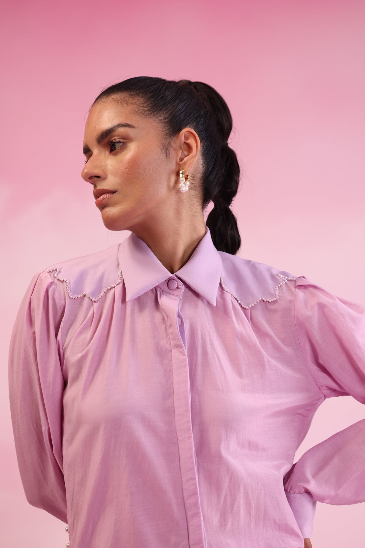 Pearl Side Opening Shirt – Verdant - Lavender