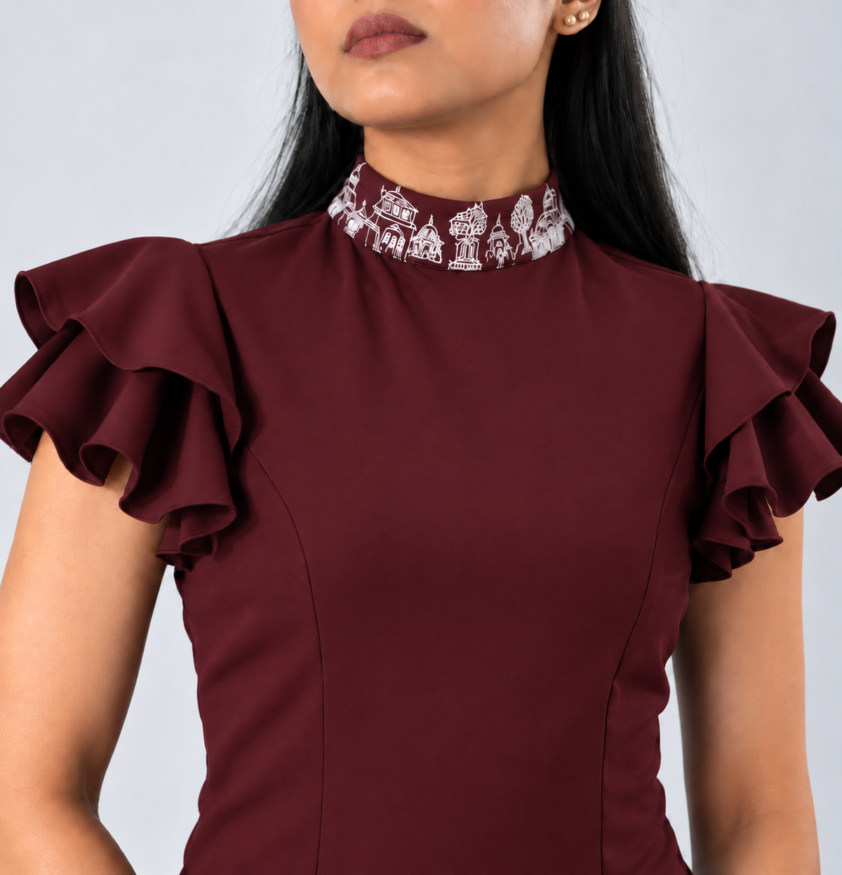 Ruffled Sleeve Bodysuit – Fantasticate - Wine