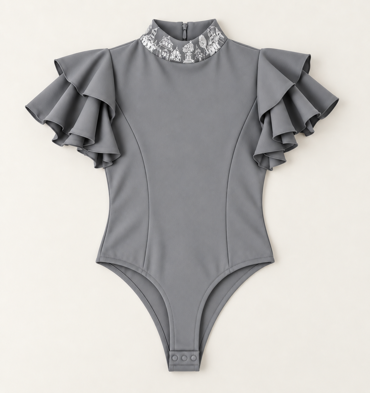 Ruffled Sleeve Bodysuit – Fantasticate - Mid Grey