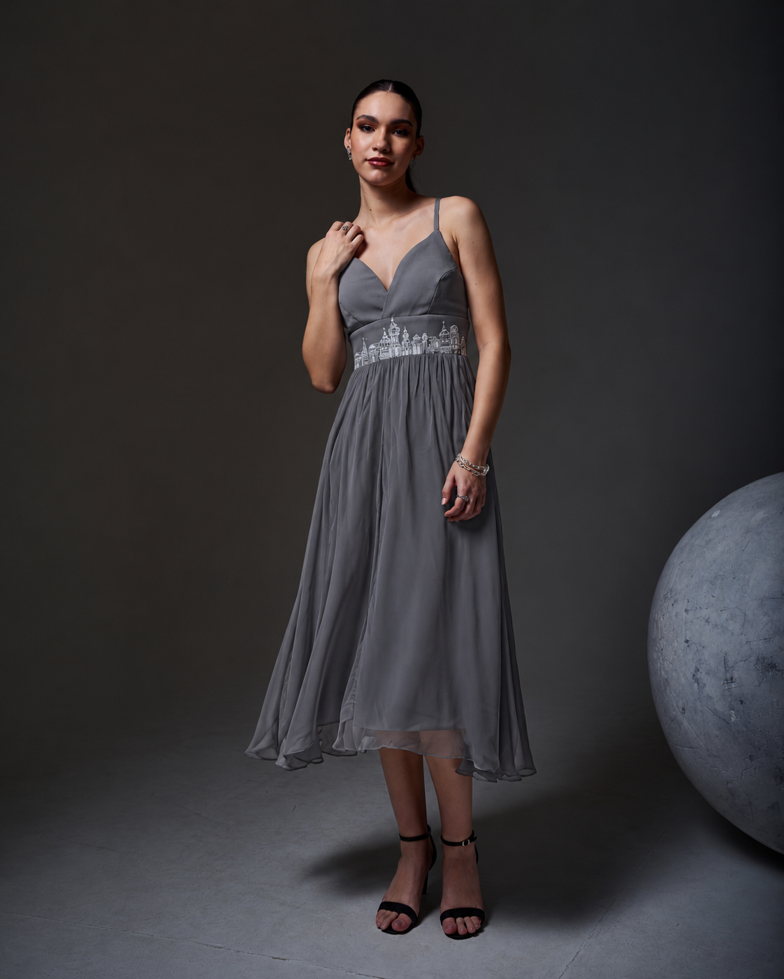 Sweetheart A-Line Organza Dress – Skyline - Underworld Grey