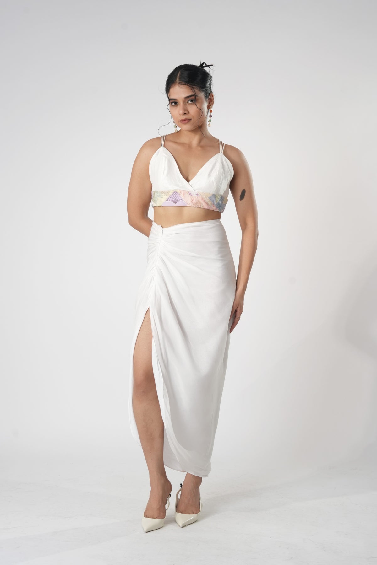 Patchwork Band Bustier – Elysian - White