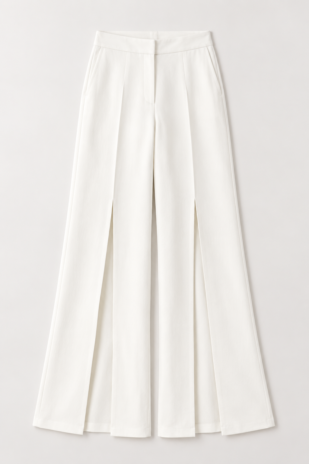 Front Slit Wide-Leg Trousers – Regal - White