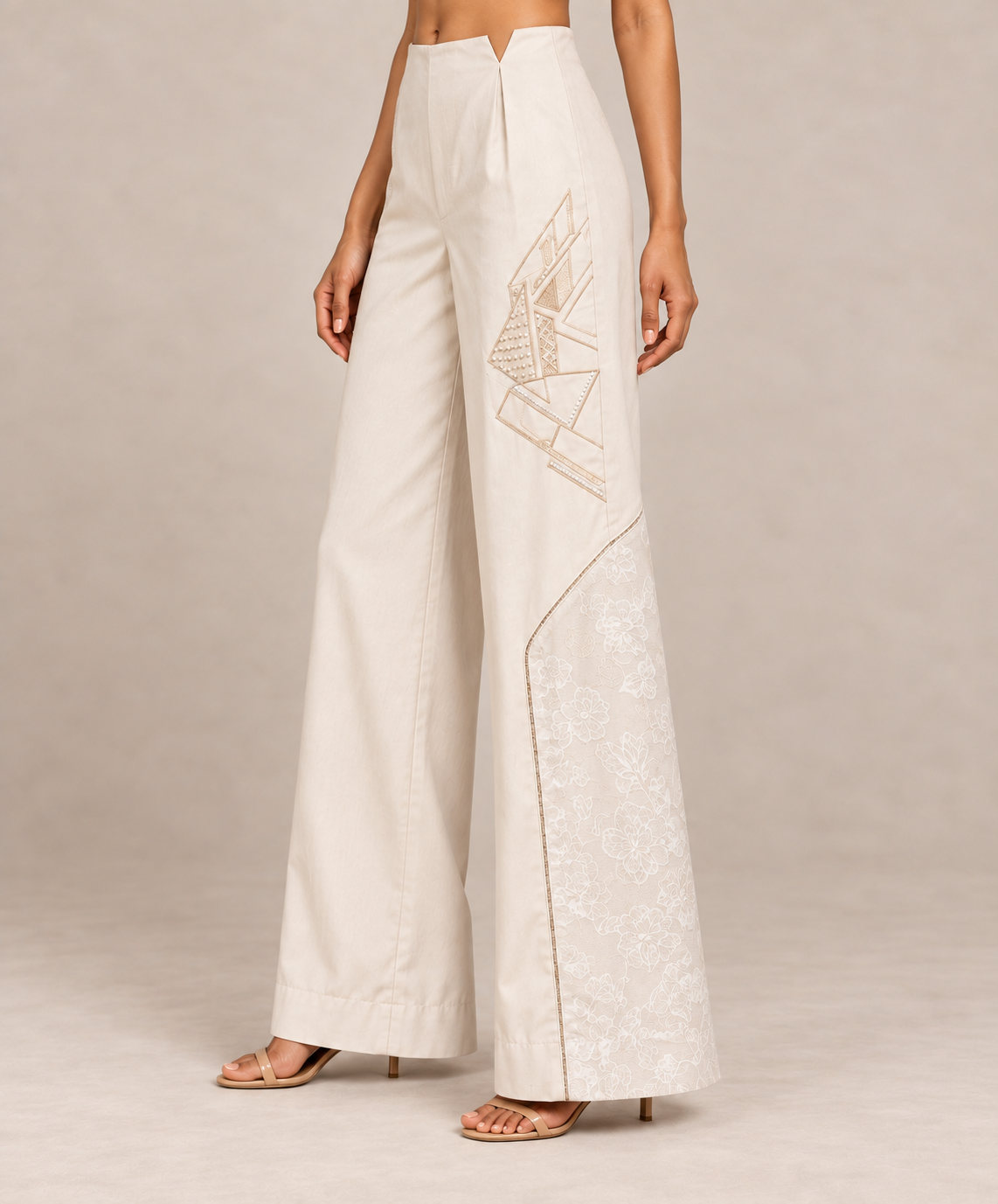 Panelled Denim Trousers - White