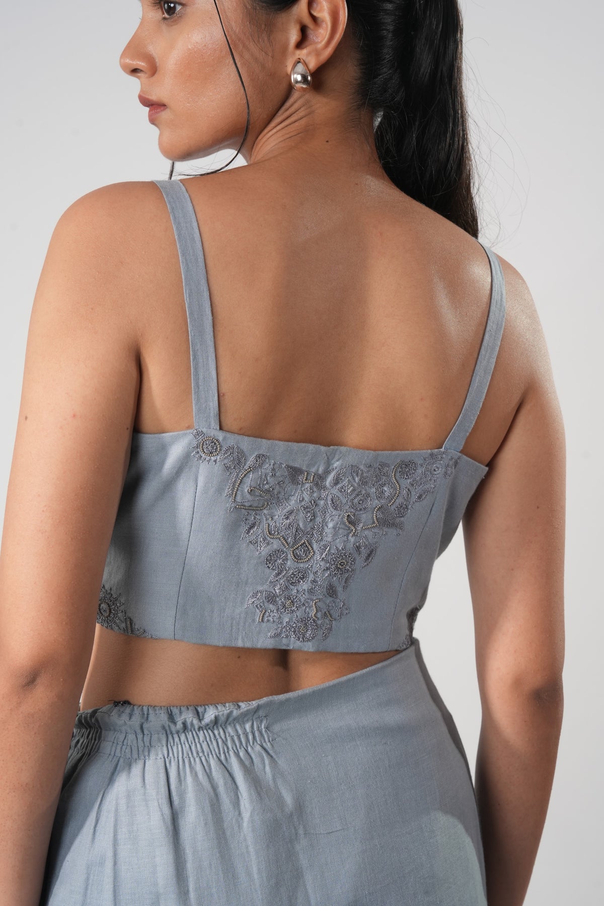 Embroidered Strappy Bustier – Essenza - Blue
