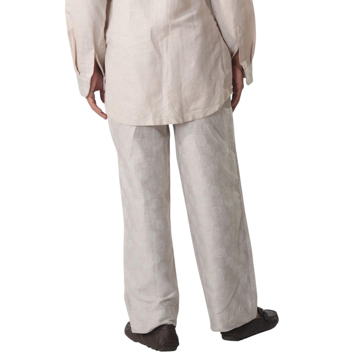 Leaf Print Straight Trousers – Tideborn - Beige