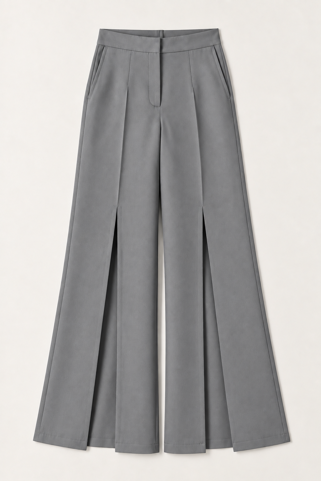 Front Slit Wide-Leg Trousers – Regal - Mid Grey