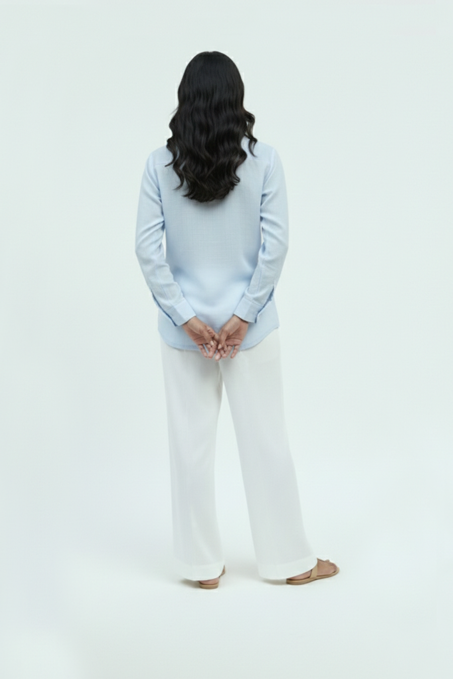 Chikankari Line Embroidered Shirt – Lucknow - Blue