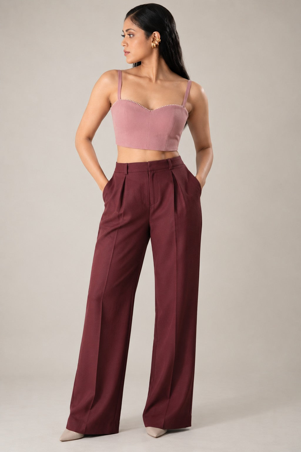 Pearl Sweetheart Neck Corset – Elysium, Pinkish Brown