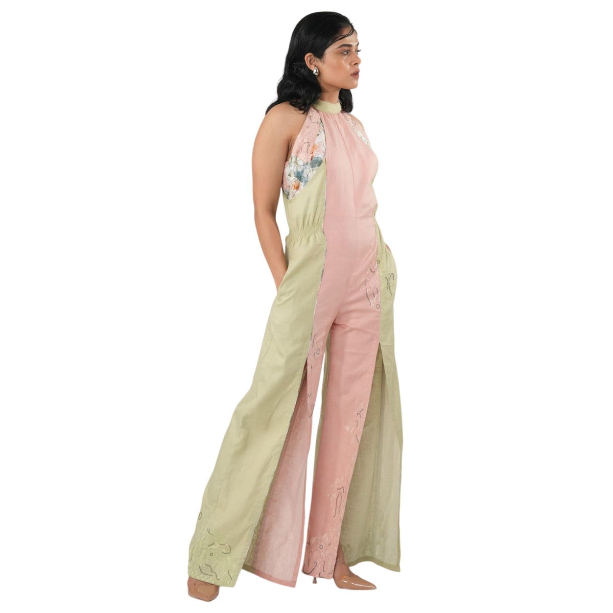 Detachable Halter Jumpsuit – Detaché - Pink And Green