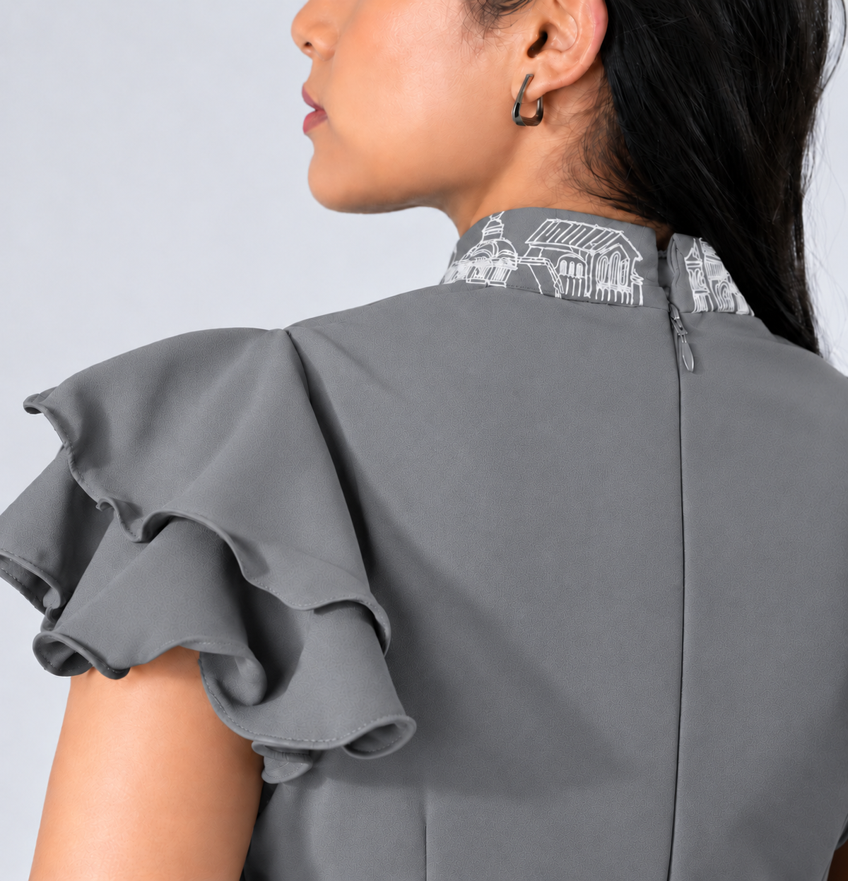 Ruffled Sleeve Bodysuit – Fantasticate - Mid Grey