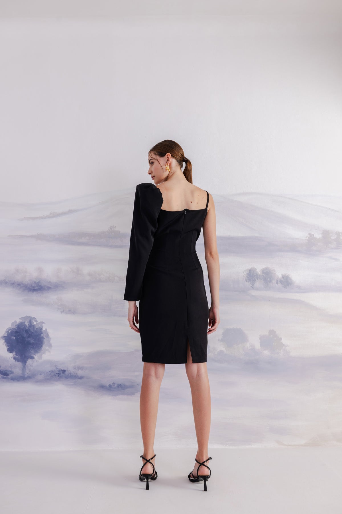 One-Shoulder Asymmetric Dress – Echelon - Black