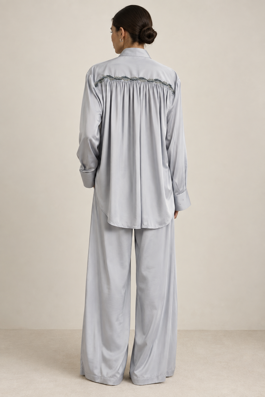 Angular Yoke Gathered Shirt – Ankh - Cool Grey