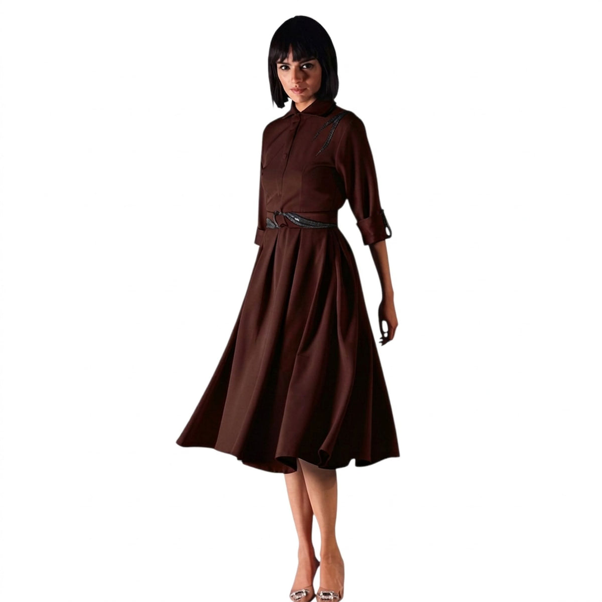Collared Button-Down Skater Dress – Amunet - Wine
