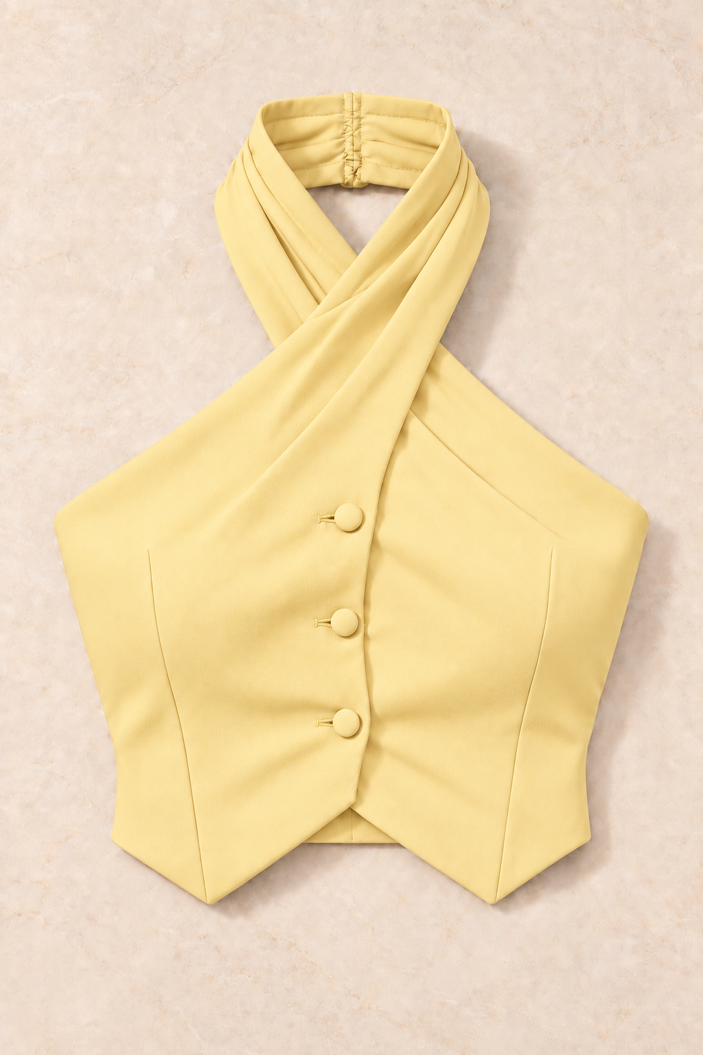 Draped Halter Neck Vest – Regal - Yellow