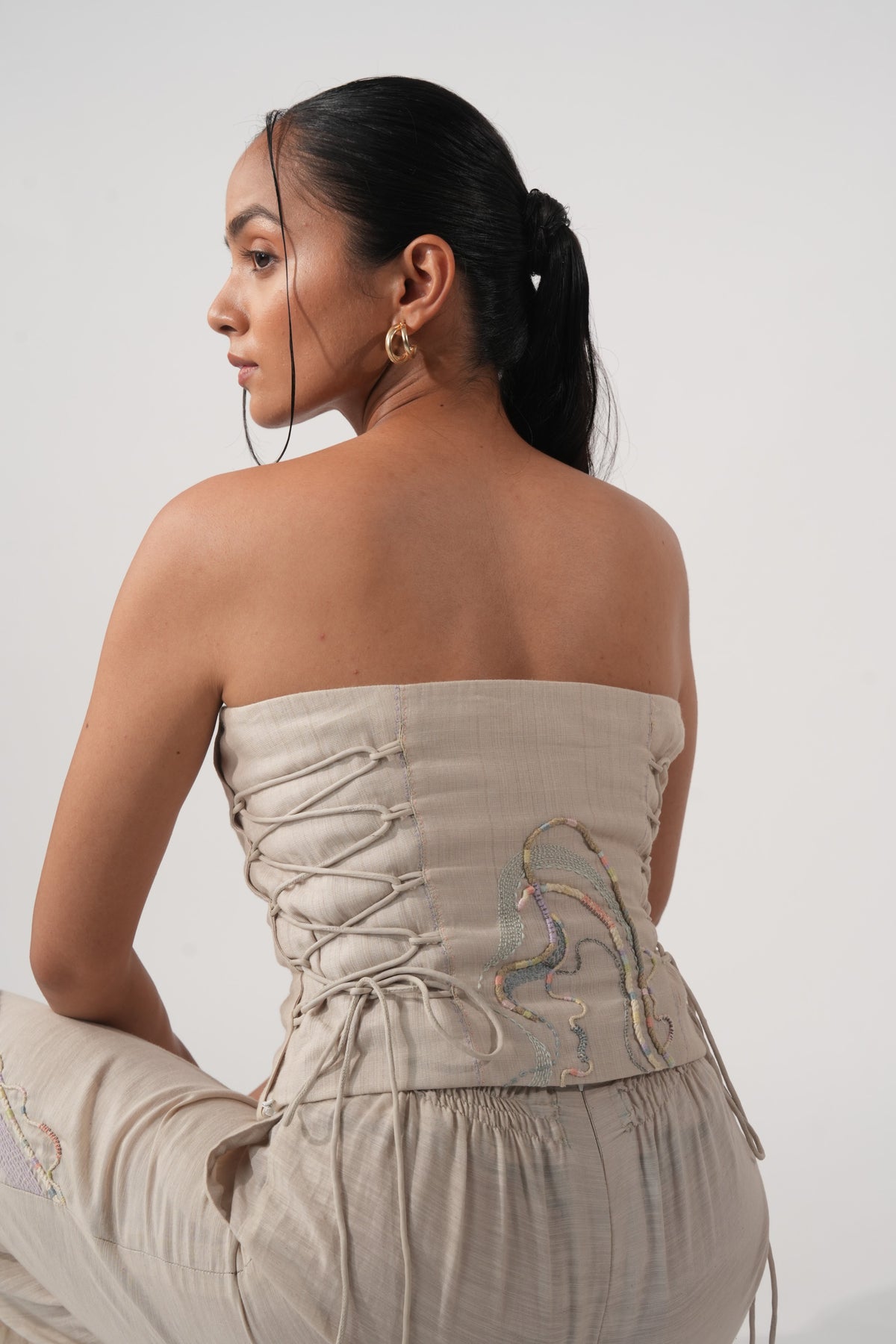 Lace-Up Tube Corset – Potnia - Beige
