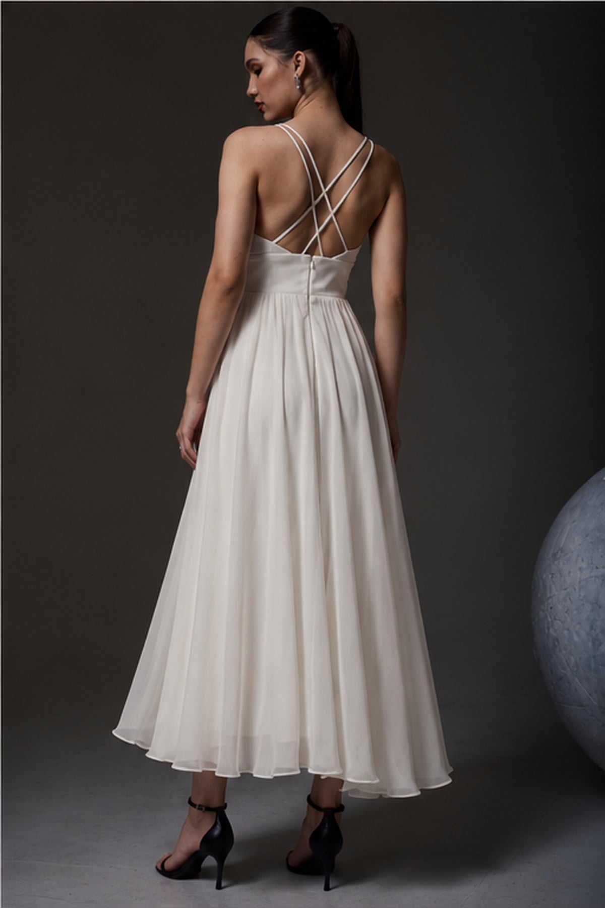 Sweetheart A-Line Organza Dress – Skyline - White
