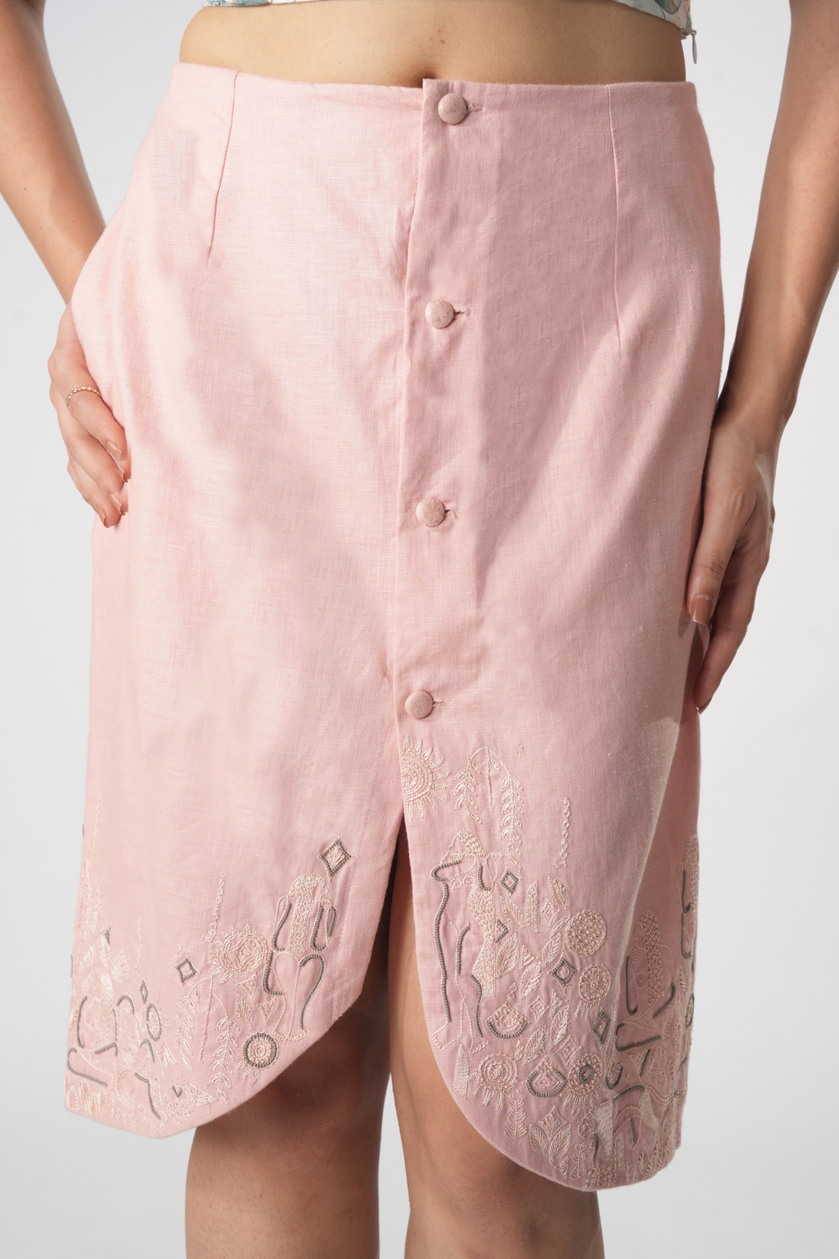 Curved Hem Petal Skirt – Blossom - Pink