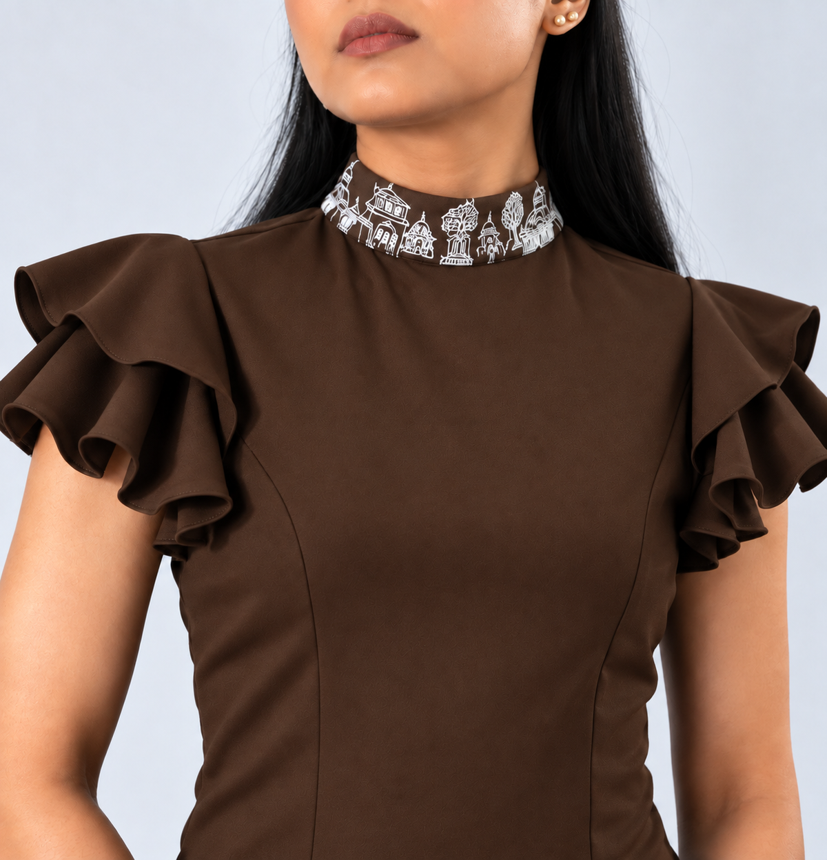 Ruffled Sleeve Bodysuit – Fantasticate - Deep Brown