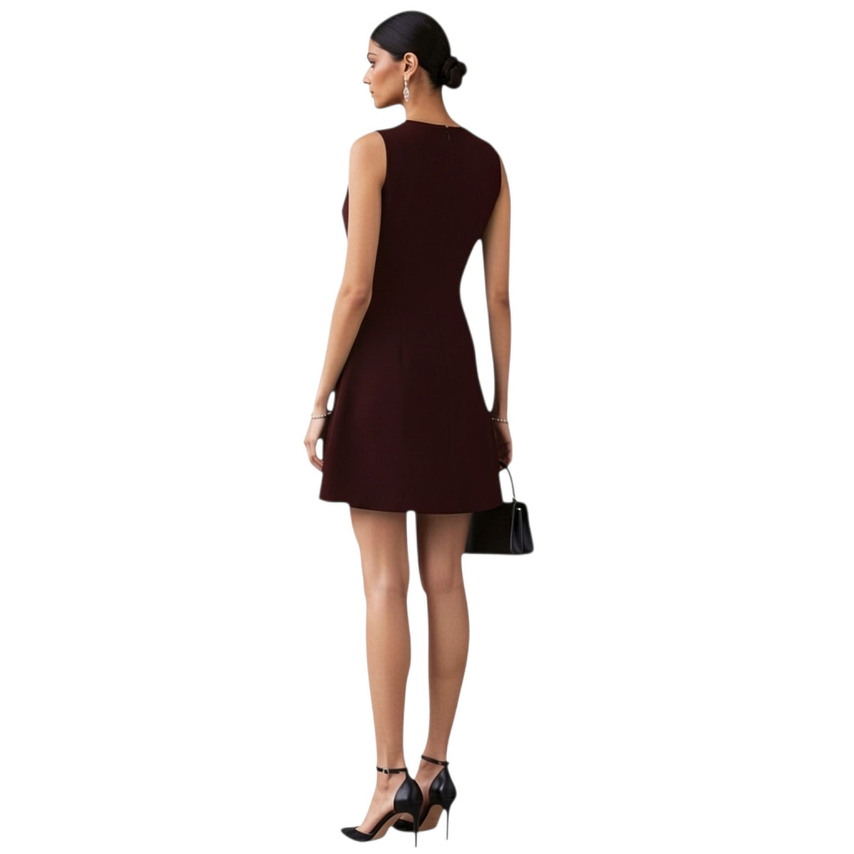 Embroidered Hem Fit & Flare Dress – Hemline - Wine