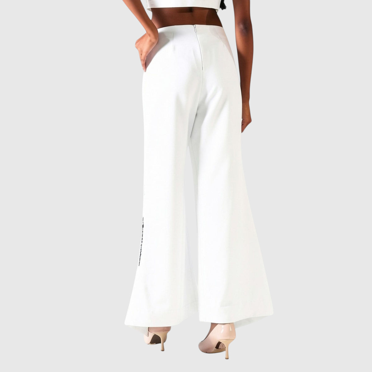 Overlap Slit Wide-Leg Trousers – Heba - White