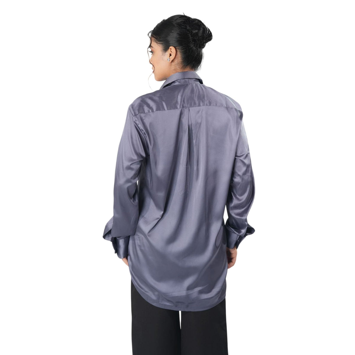 Oversized Back Pleat Shirt – Thoth - Cool Grey