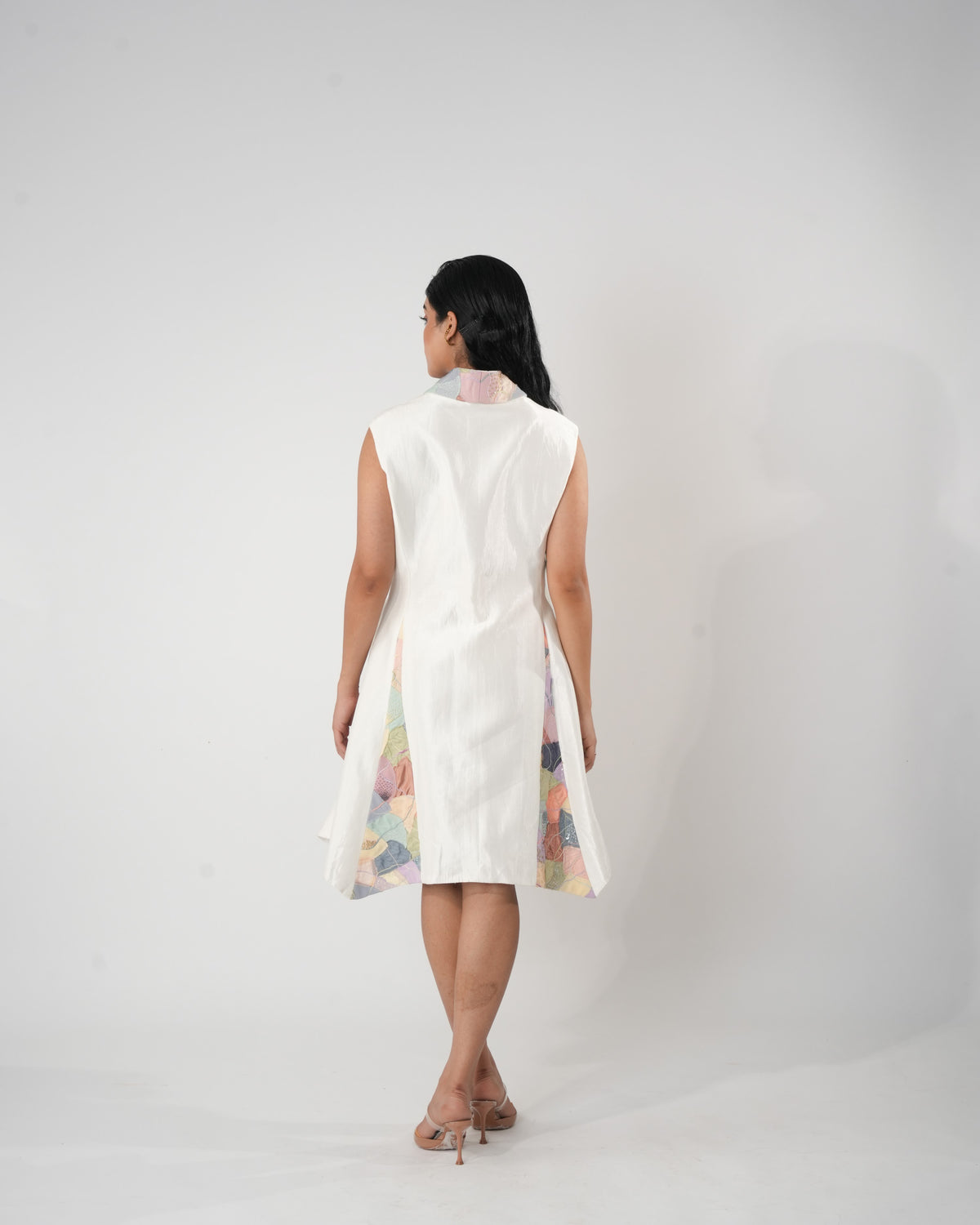 Sleeveless Linen Silk Blazer Dress – Whimsy - White
