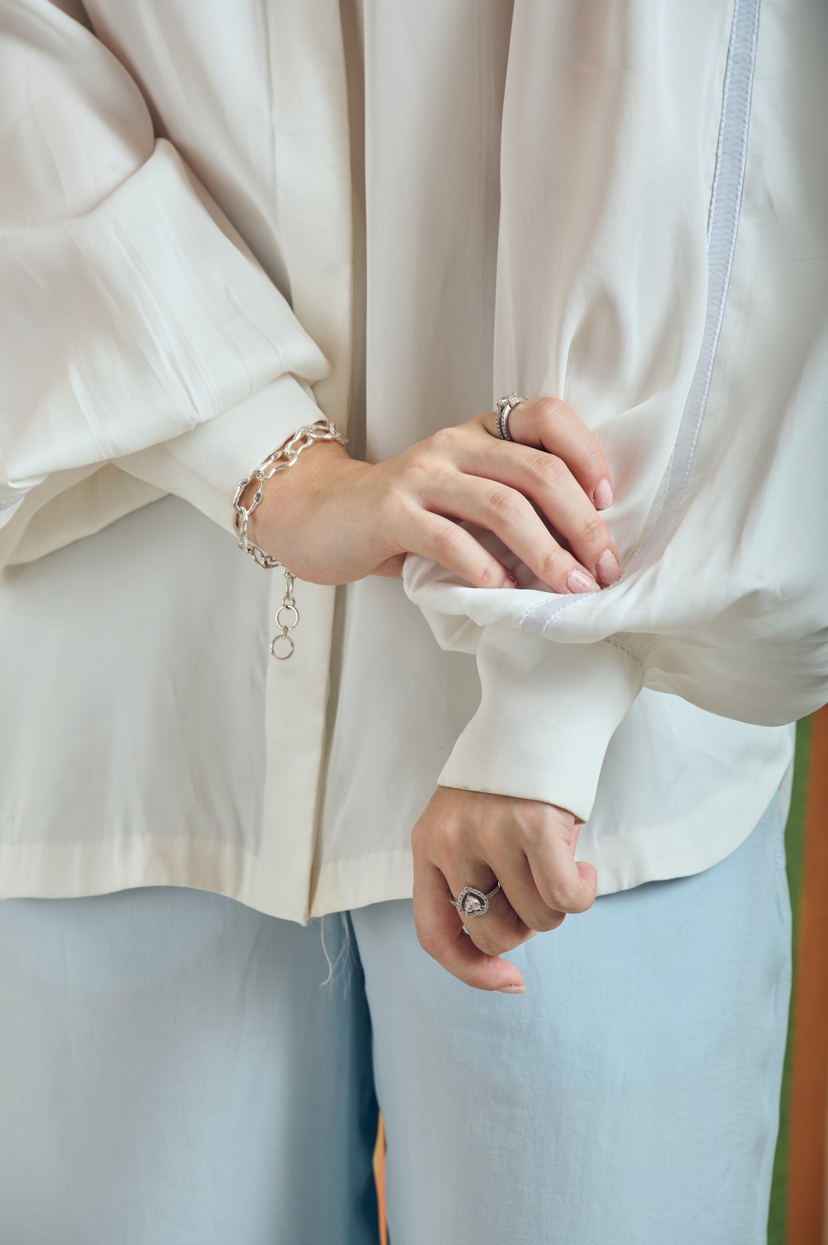 Bishop Sleeve Mandarin Shirt – Colosseum - White