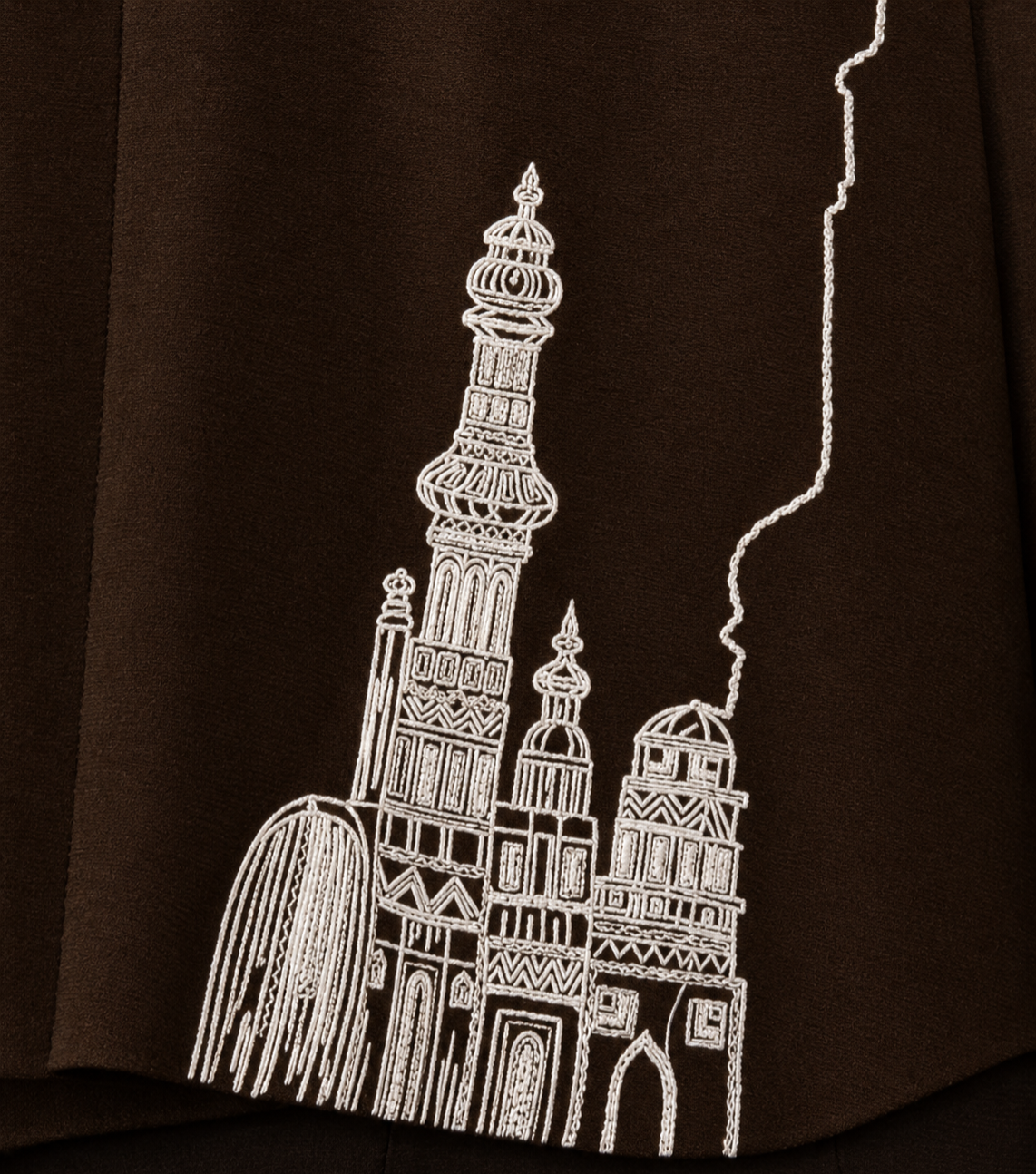Beaded Line Embroidered Shirt – Feather - Deep Brown