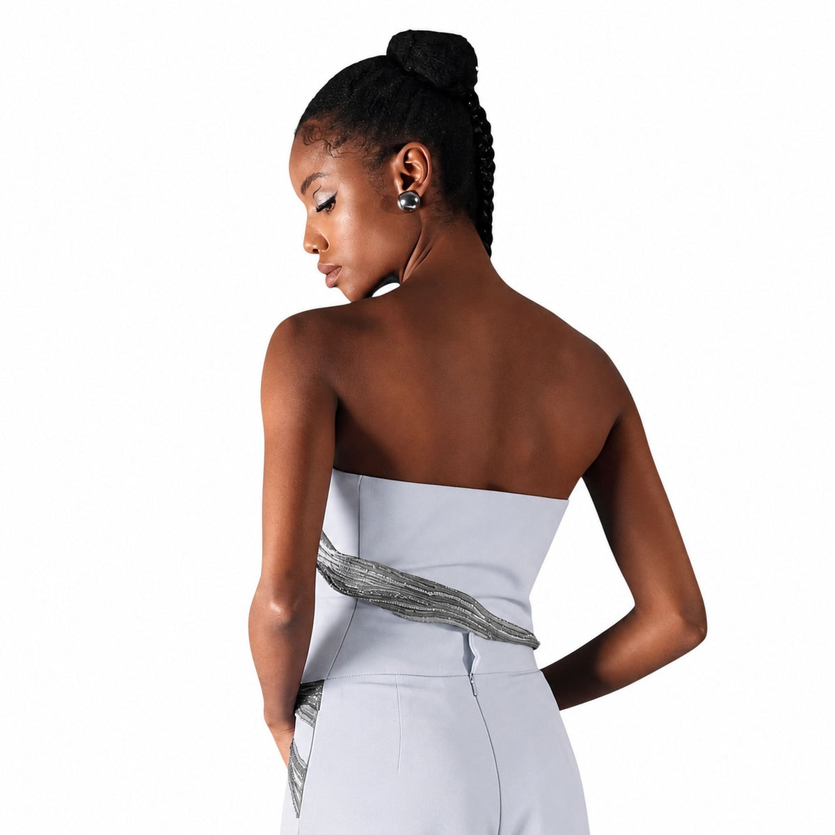 Draped Strapless Corset – Maha - Cool Grey
