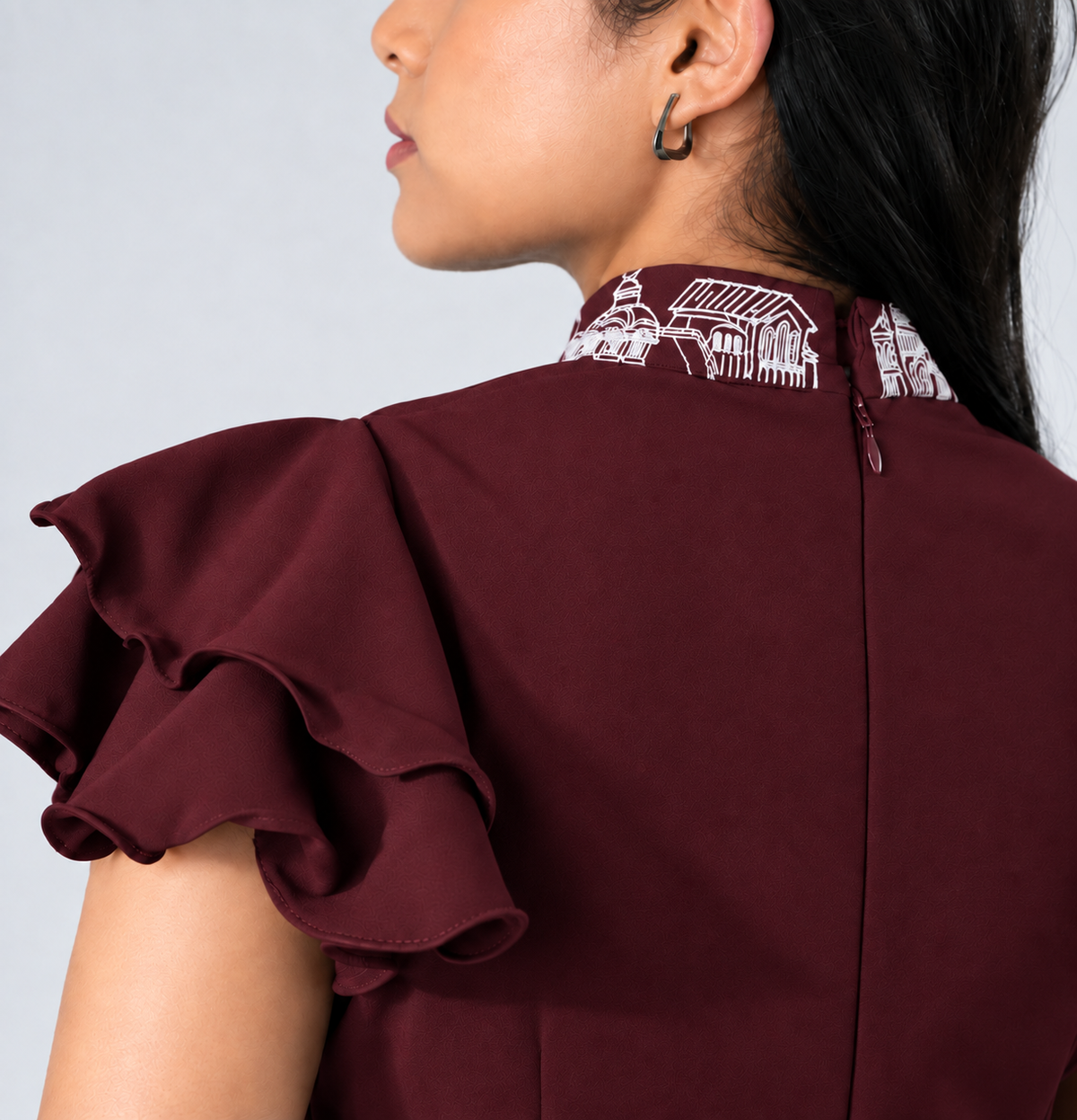 Ruffled Sleeve Bodysuit – Fantasticate - Wine