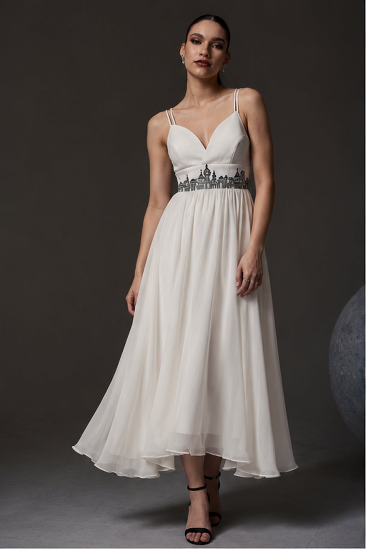 Sweetheart A-Line Organza Dress – Skyline - White