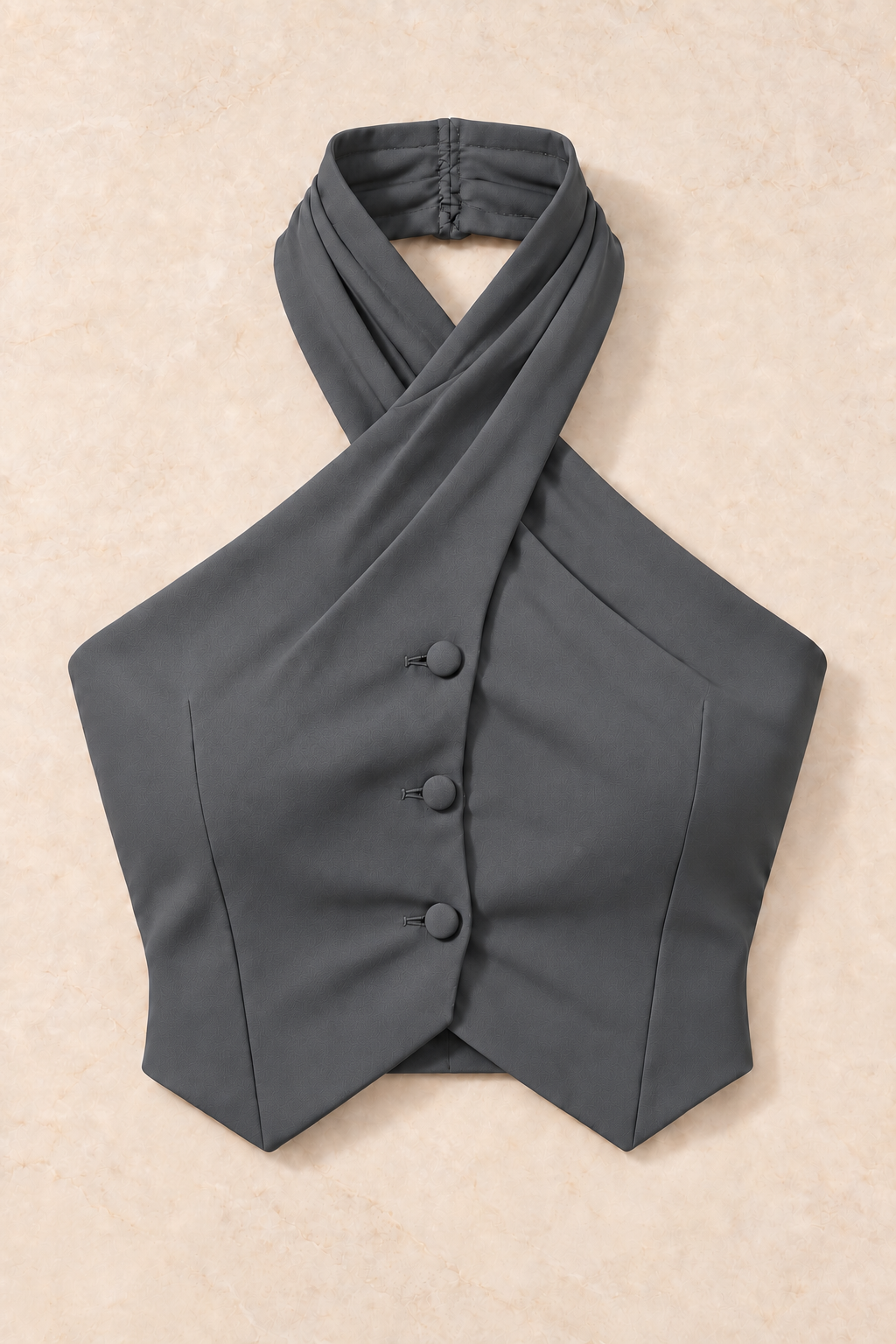 Draped Halter Neck Vest – Regal - Grey