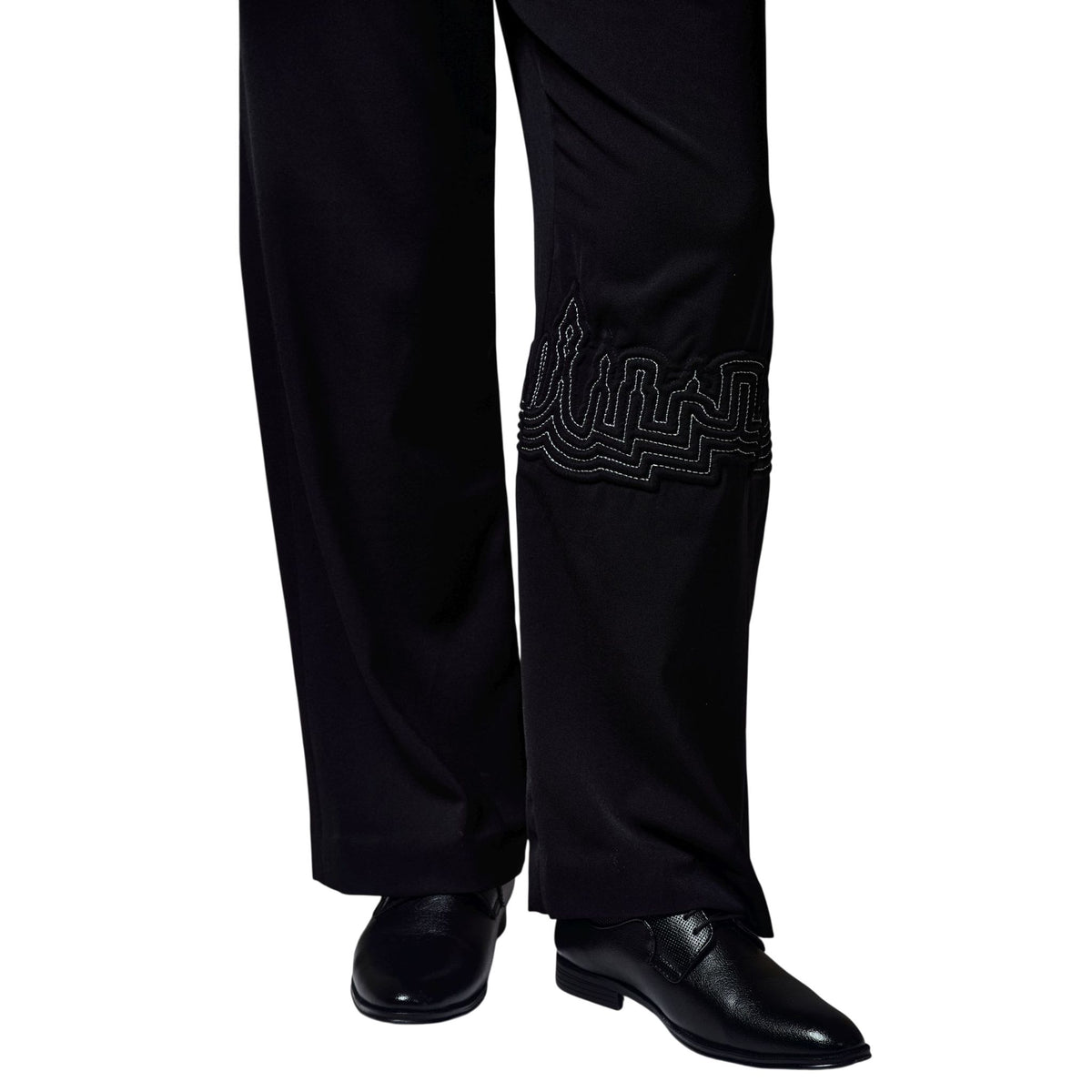 Men's Knee Embroidered Trousers – Stride - Black