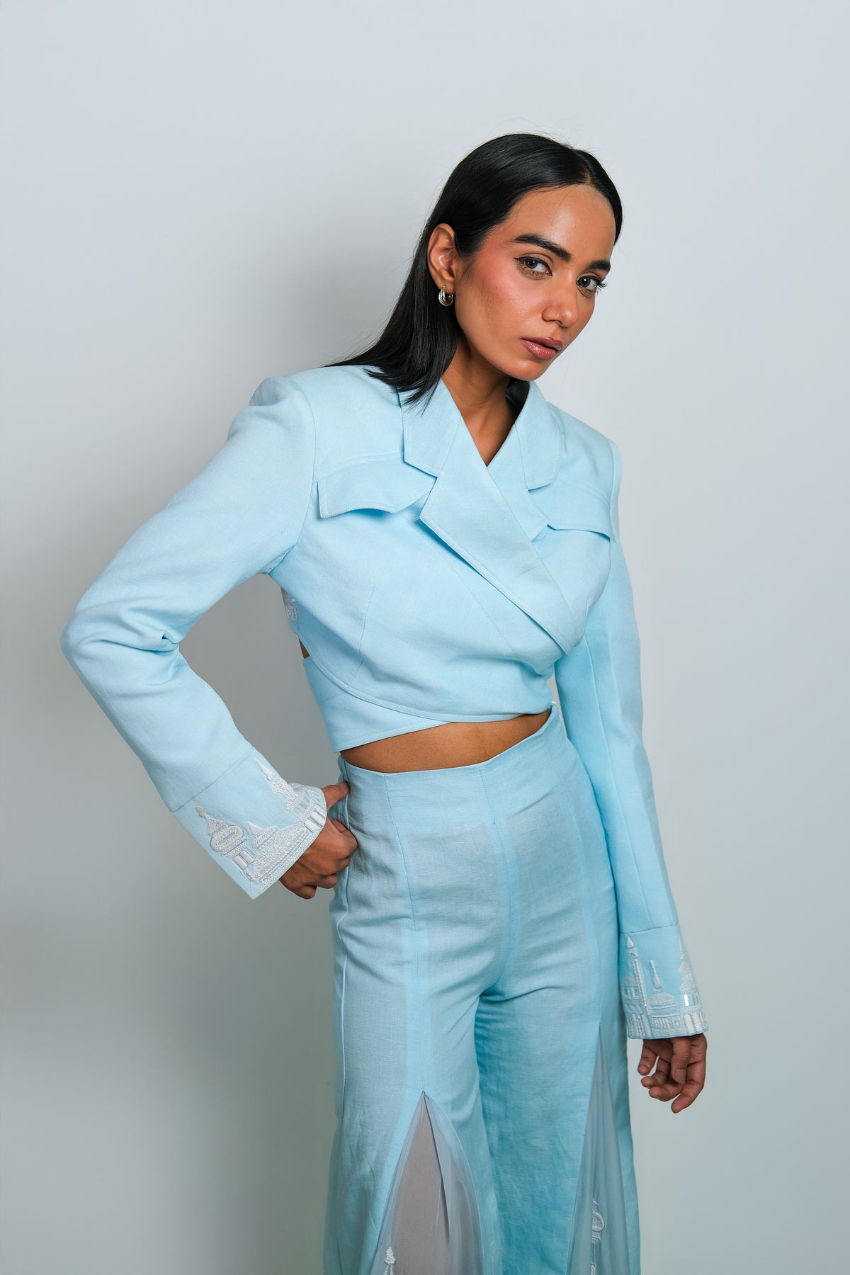 Criss Cross Wrap Blazer – Serai - Blue